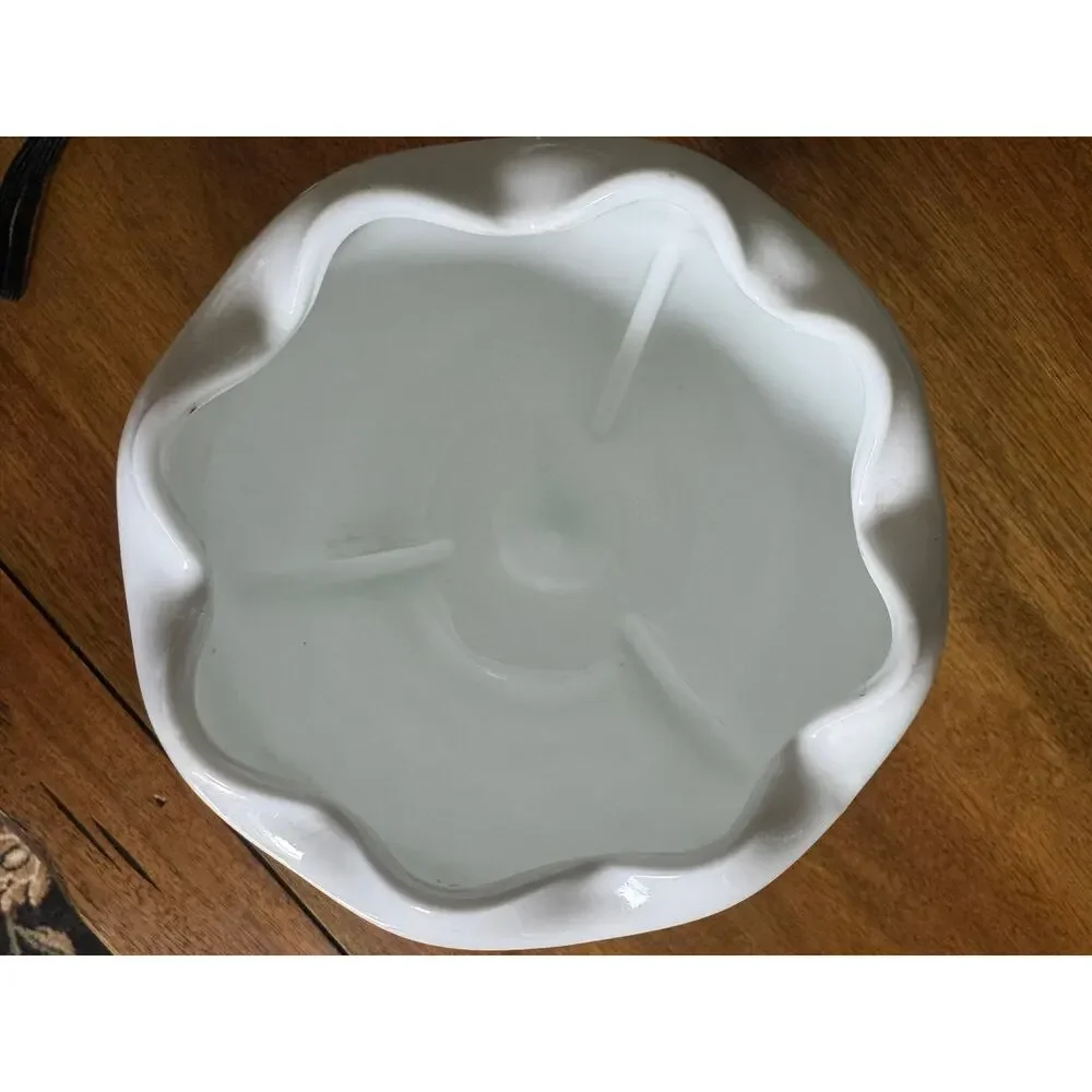 Vintage Hazel Atlas Starburst Milk Glass Compote Vase Planter 9